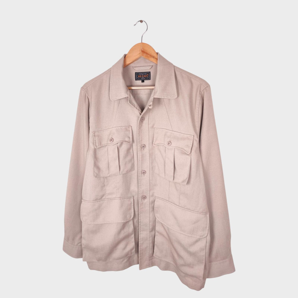 BEAMS PLUS Men's Beige Komatsu Military Tropical Jungle Safari Jacket