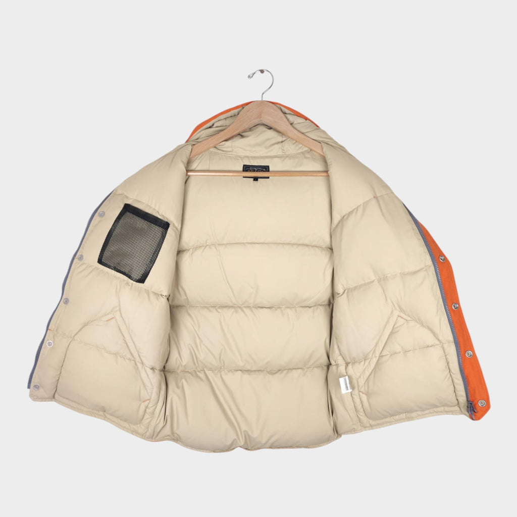 BEAMS PLUS Men's Orange Hooded Cotton/Nylon Down Vest Gilet