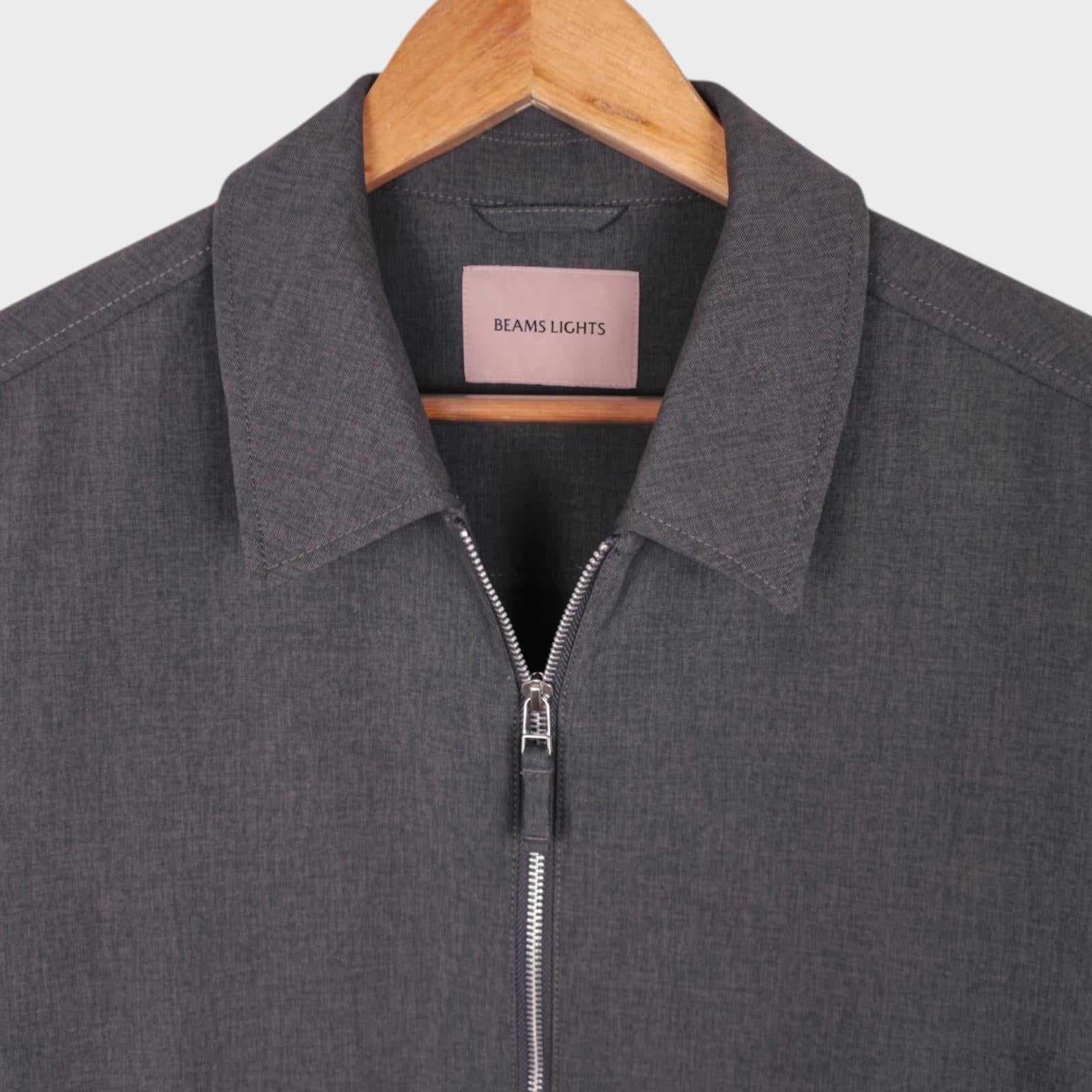 BEAMS LIGHTS Men's Grey Cropped Lightweight Zip Blouson Jacket