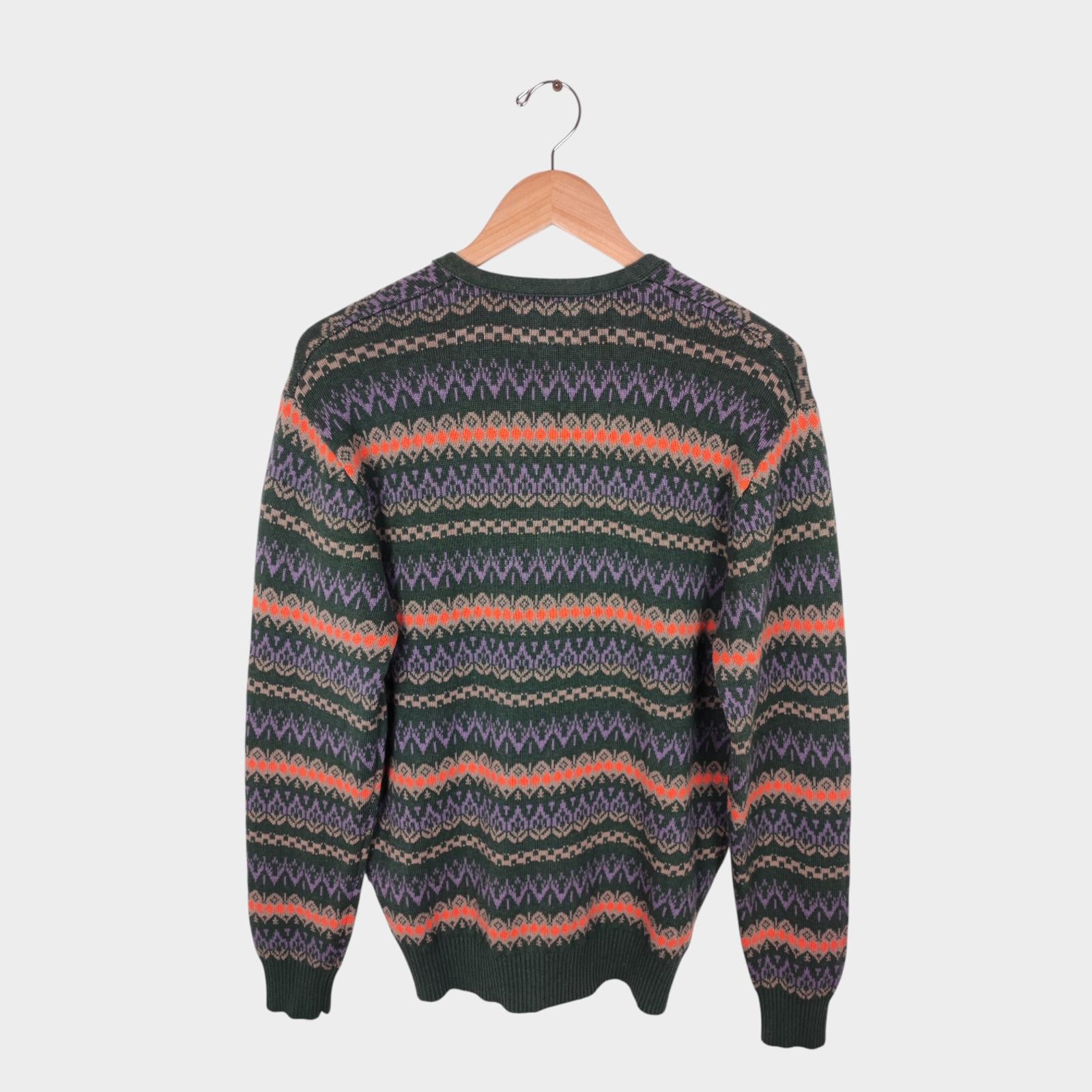 BEAMS PLUS Men's Multicoloured Fairisle Ramie Cotton Blend Cardigan