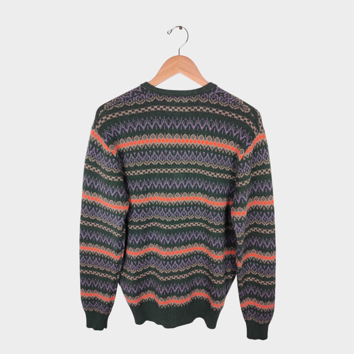 BEAMS PLUS Men's Multicoloured Fairisle Ramie Cotton Blend Cardigan