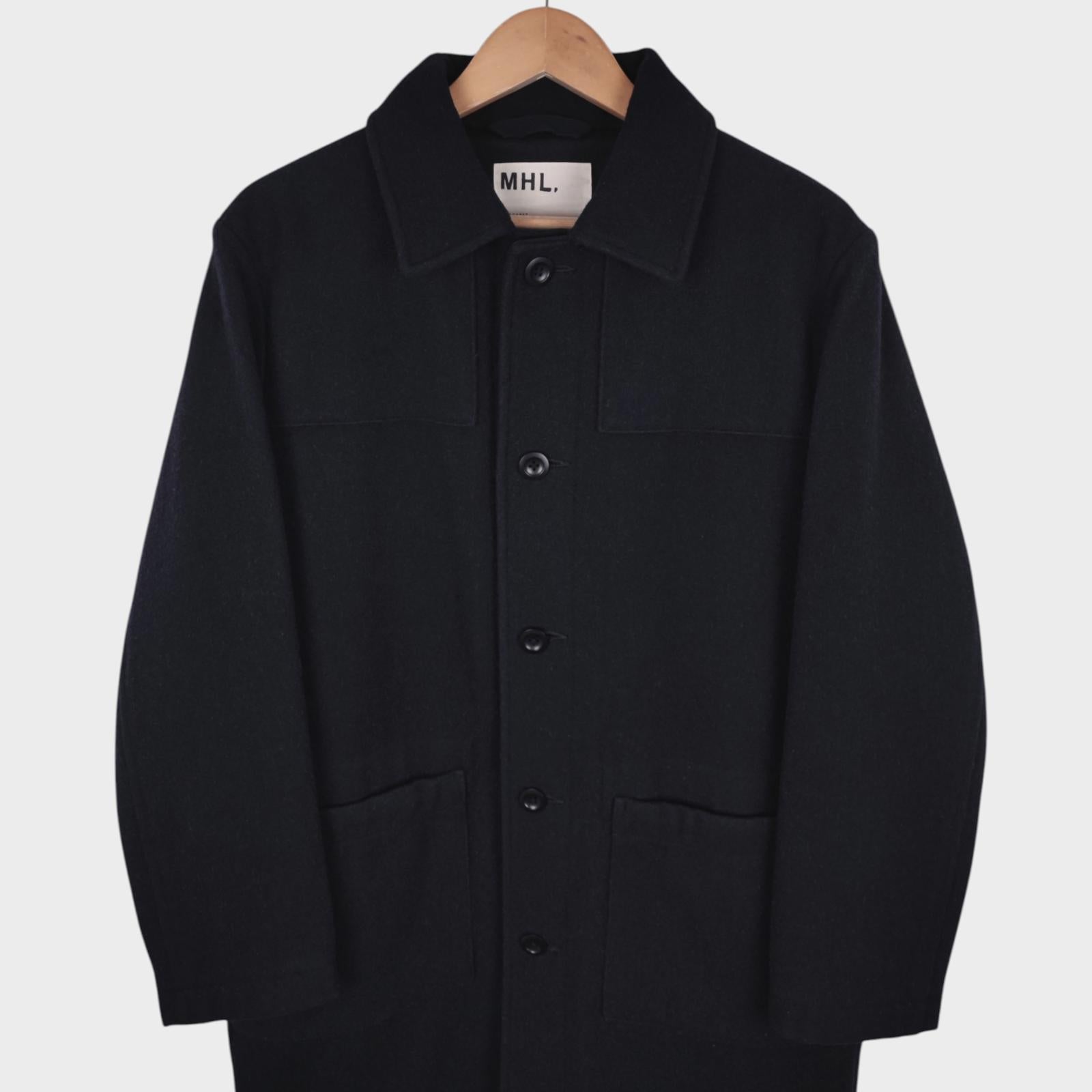 MHL MARGARET HOWELL Men's Black Heavyweight 100% Wool Coat