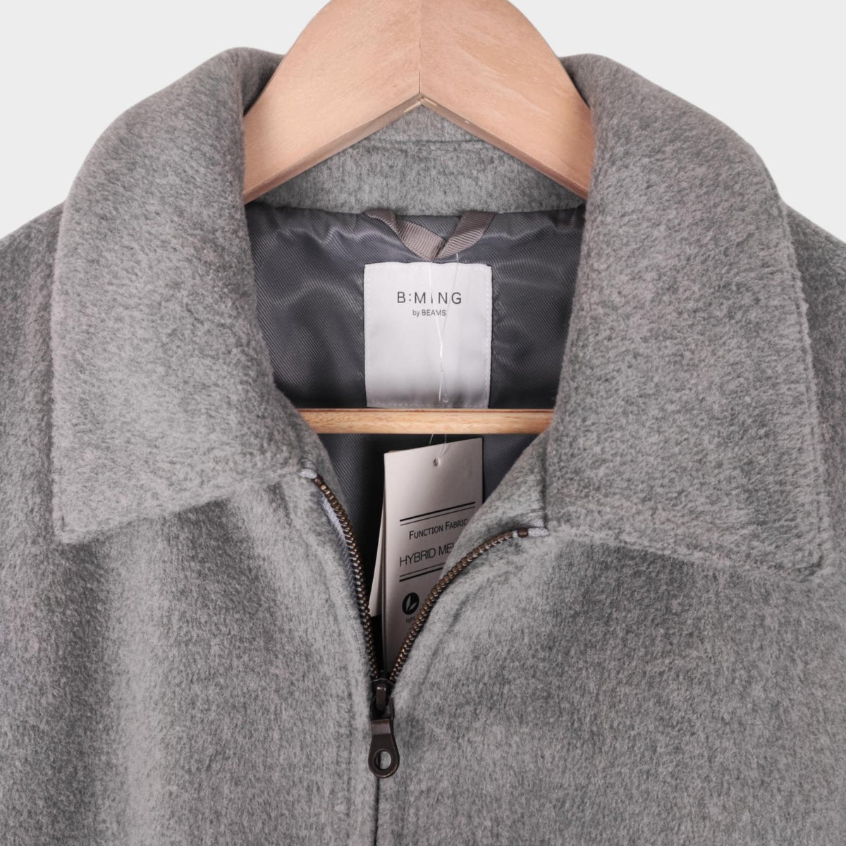 BEAMS B:MING Men's Grey Hybrid Melton Fleece Blouson Bomber Jacket
