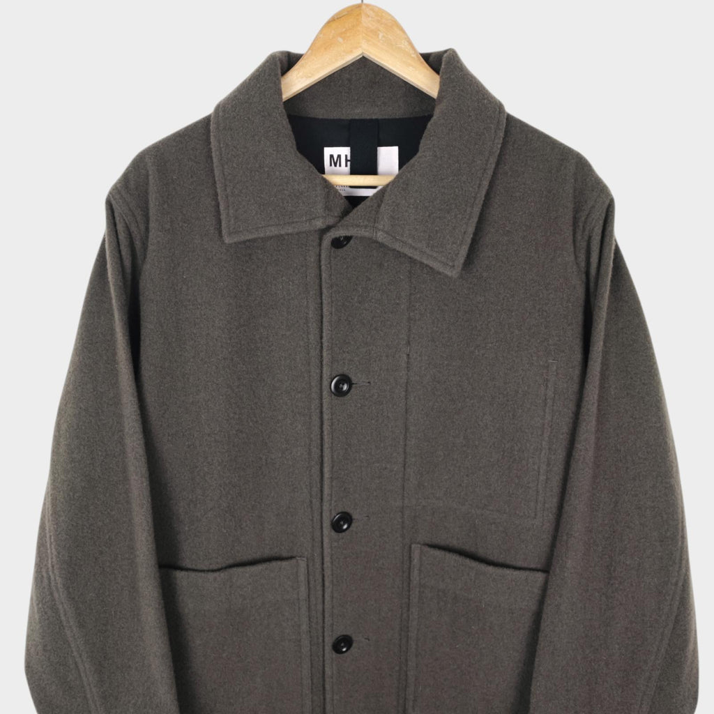 MHL MARGARET HOWELL Men's Pale Khaki Green 100% Wool Chore Coat Jacket