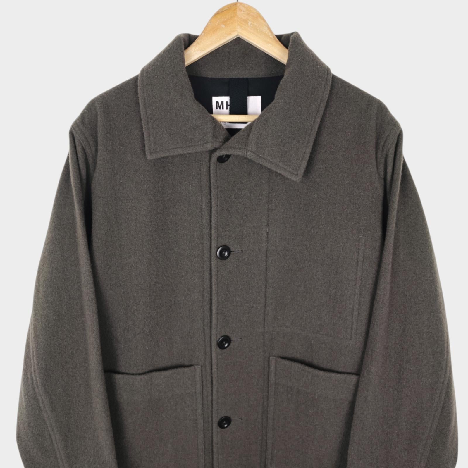 MHL MARGARET HOWELL Men's Pale Khaki Green 100% Wool Chore Coat Jacket