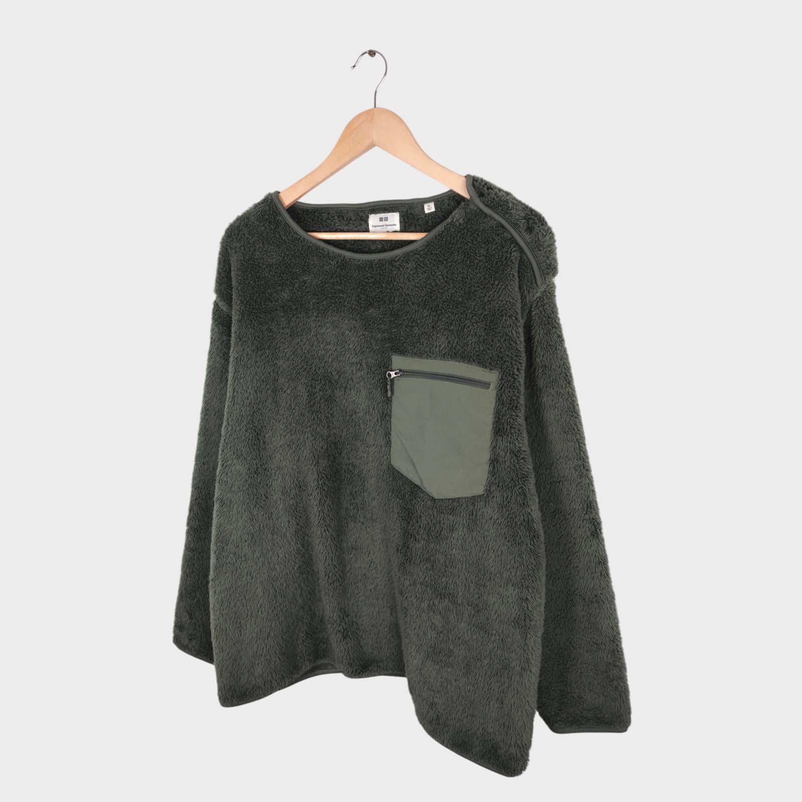 ENGINEERED GARMENTS x UNIQLO Men's Khaki Green Sherpa Fleece Jumper