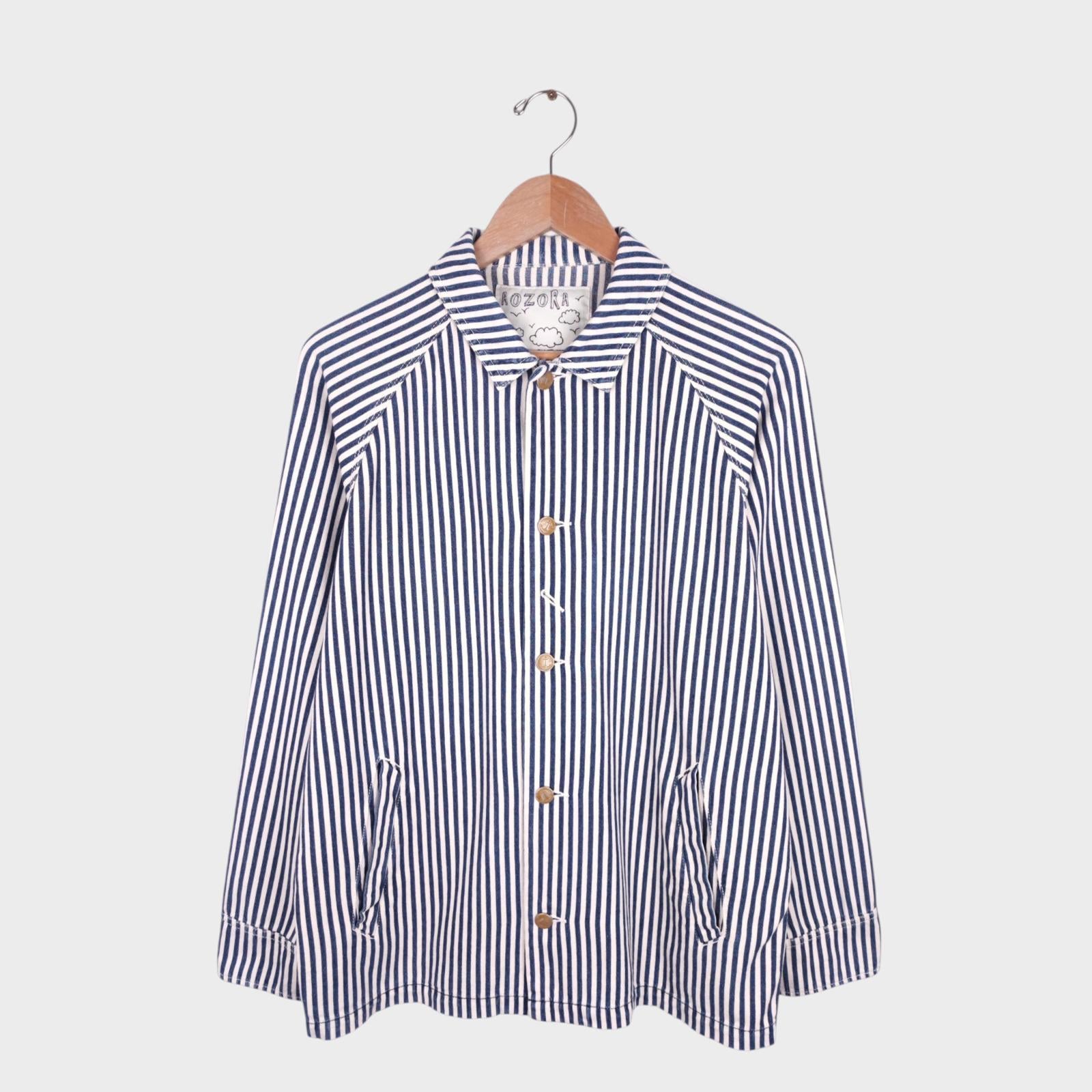AOZORA BLUE HEAVEN Japan Men's Blue Hickory Stripe Chore Jacket