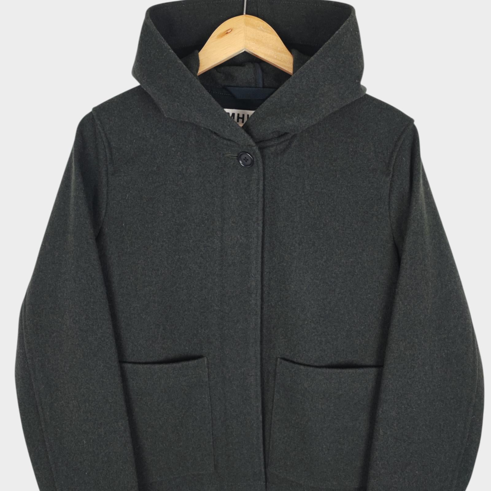 MHL MARGARET HOWELL Women's Dark Green Heavyweight Wool Short Coat Jacket