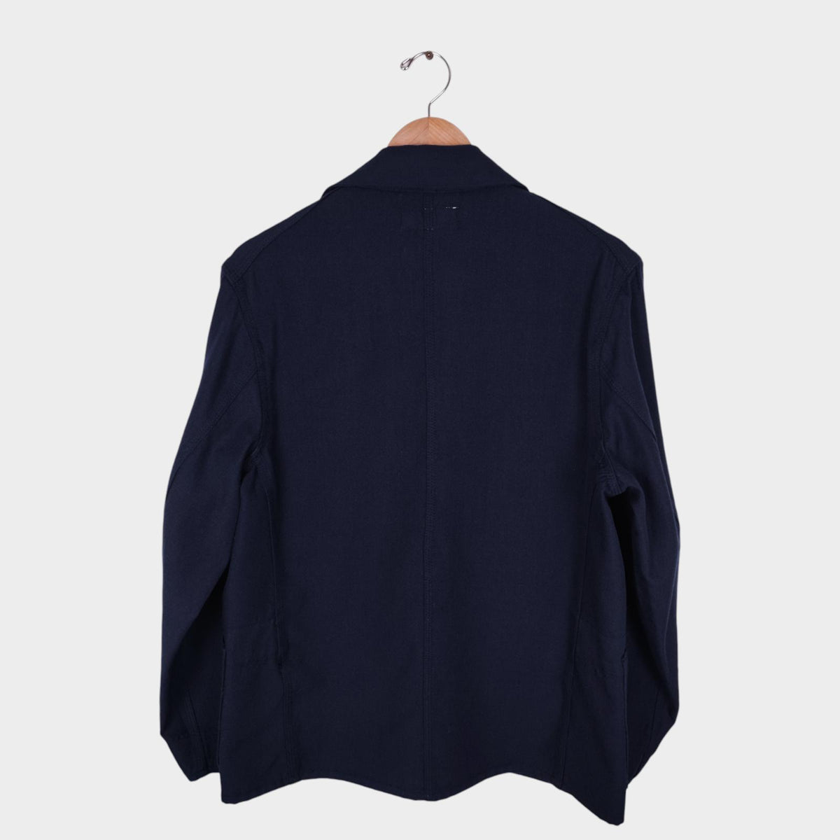 SASSAFRAS Men's Made in Japan Navy Blue 100% Wool Transplant Chore Jacket