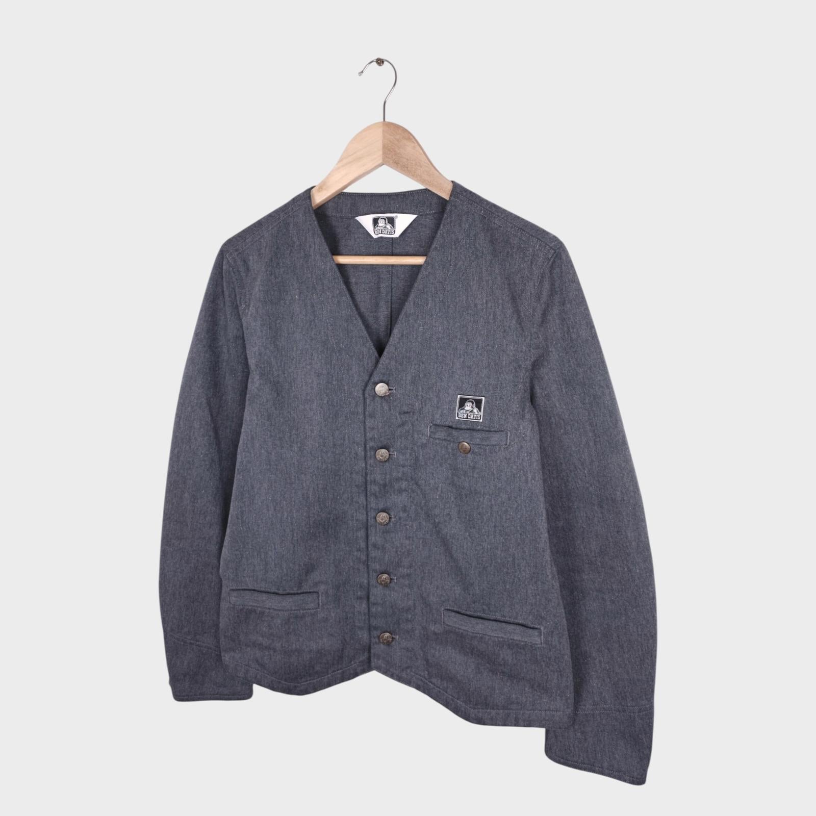 BEN DAVIS Men's Made in Japan Grey V-Neck Chore Jacket