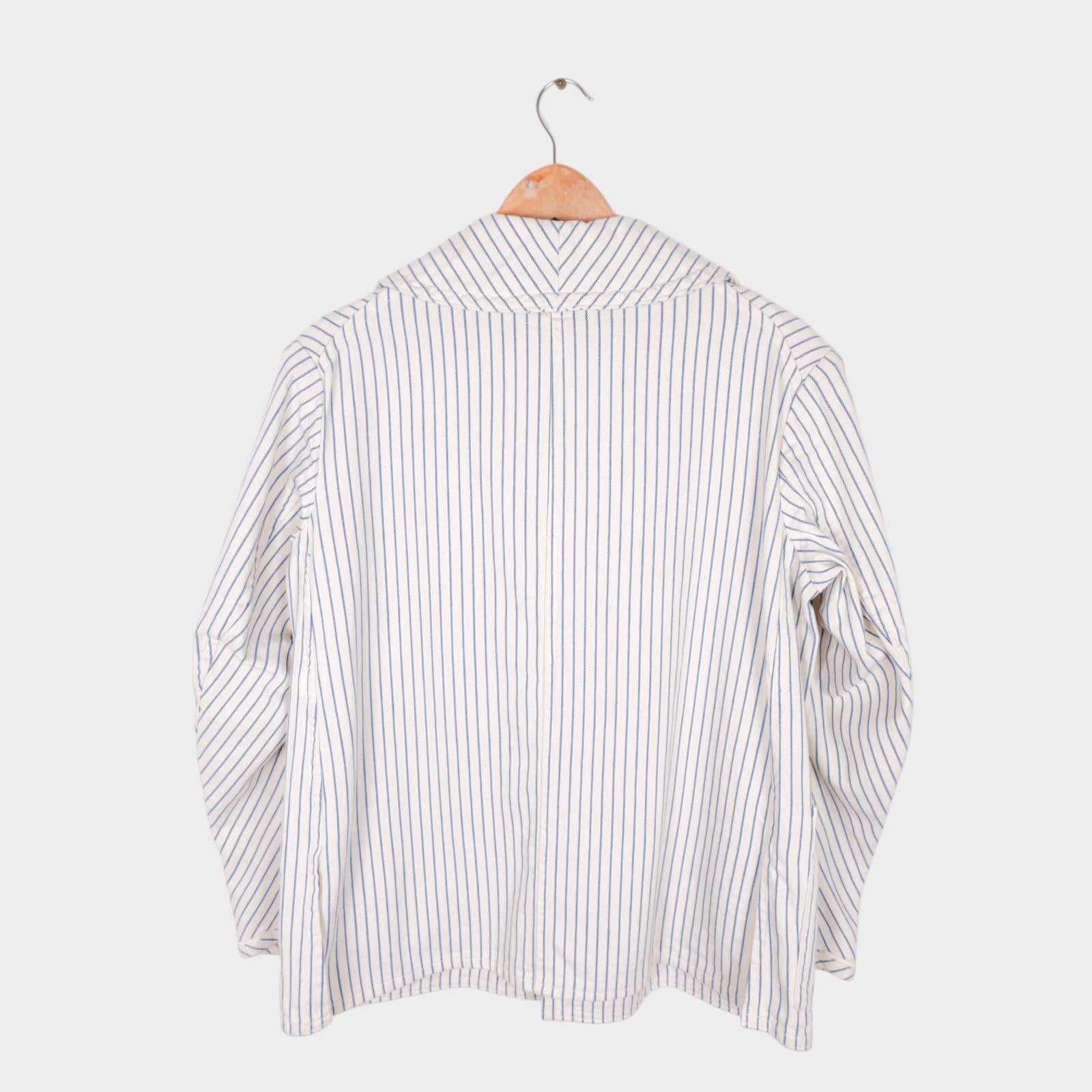 TATAMIZE Men's Made in Japan Striped Shawl Collar Chore Jacket