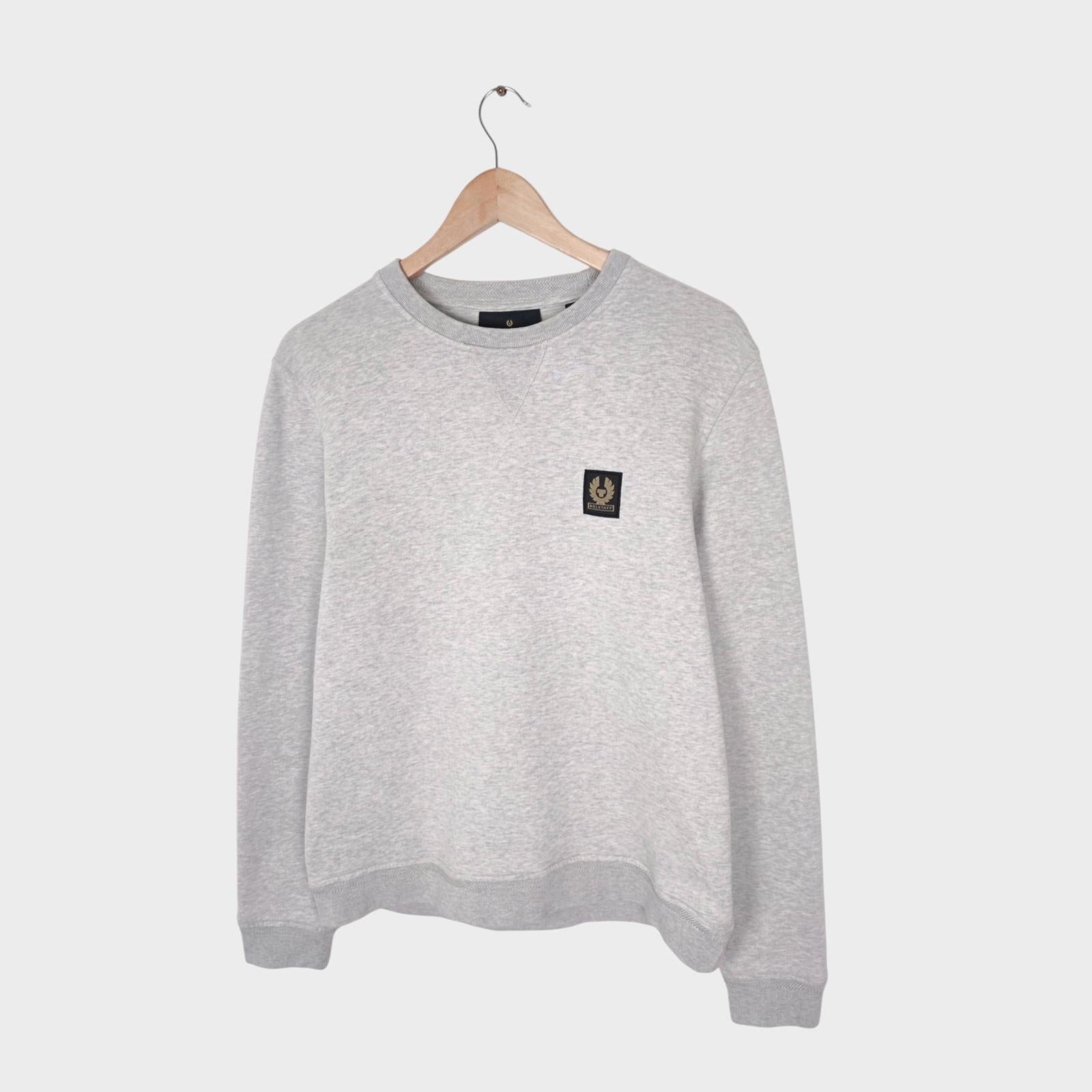 BELSTAFF Men's Grey Cotton Chest Badge Crewneck Sweatshirt