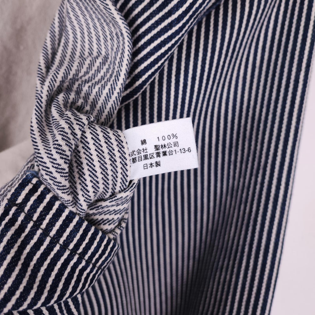 BLUE BLUE JAPAN Men's Made in Japan Hickory Stripe Shawl Collar Cotton Chore Jacket