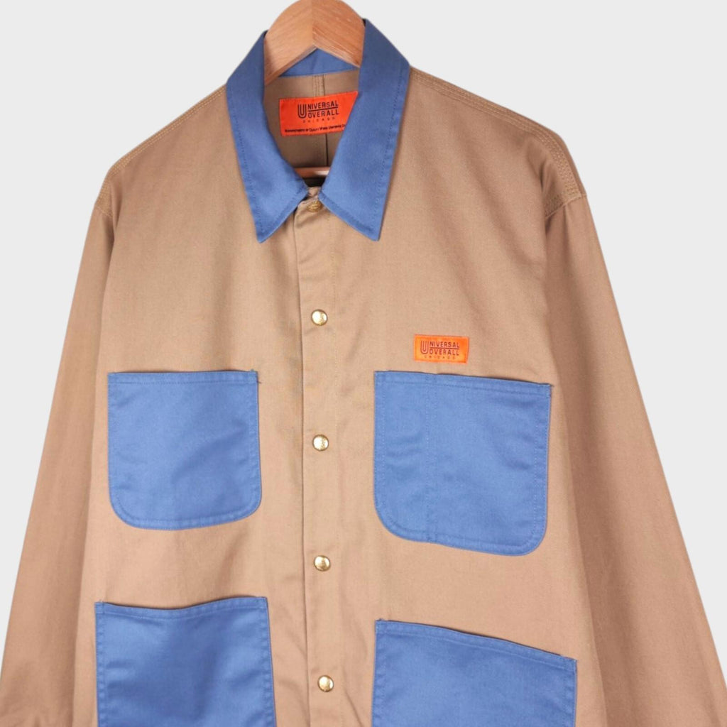 UNIVERSAL OVERALL Men's Beige/Blue Chore Jacket