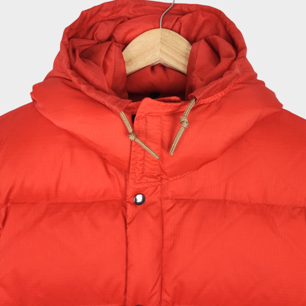 SUGAR CANE Men's Bright Orange Ripstop Nylon Down Puffer Jacket