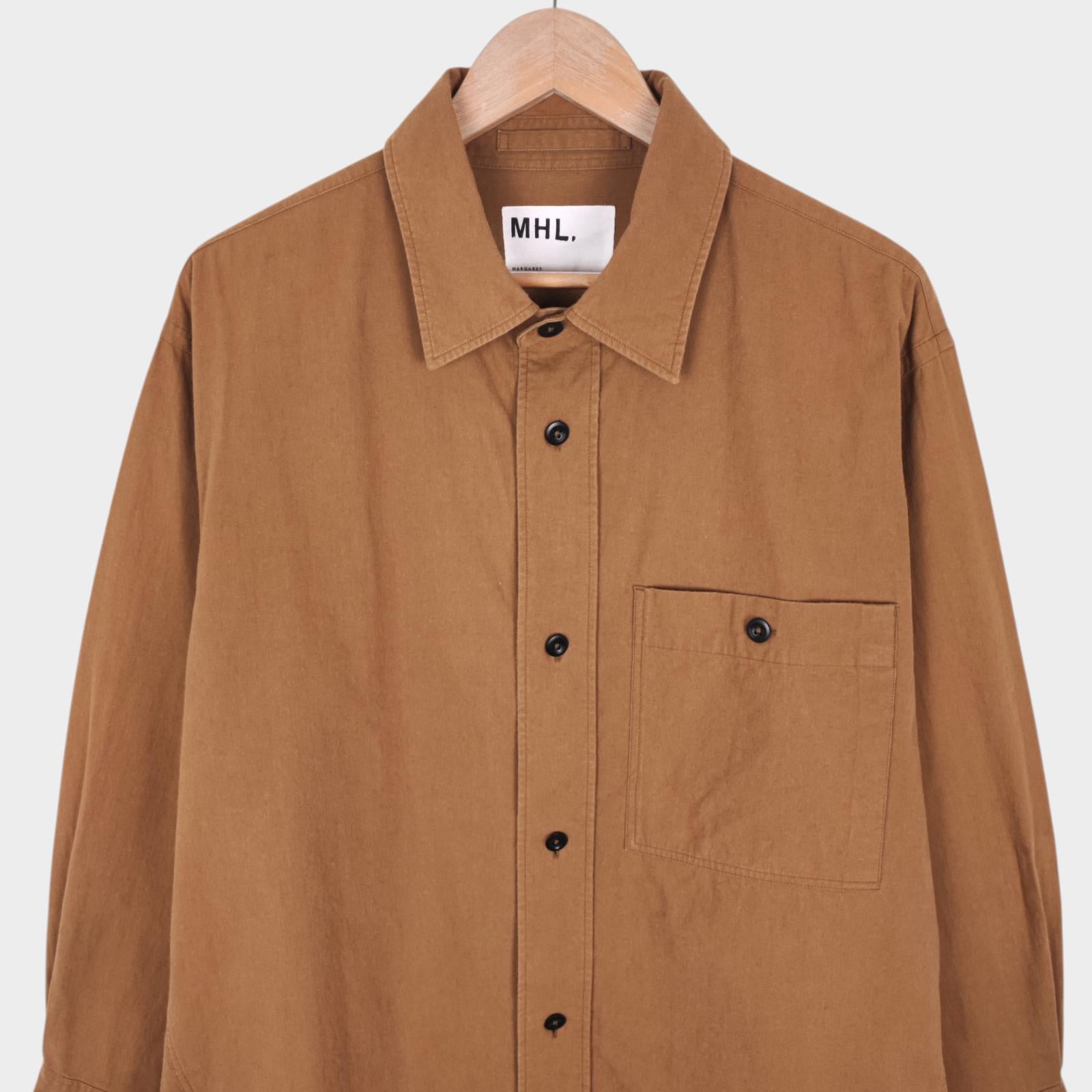 MHL MARGARET HOWELL Men's Tan/Camel Relaxed Fit Cotton Overshirt