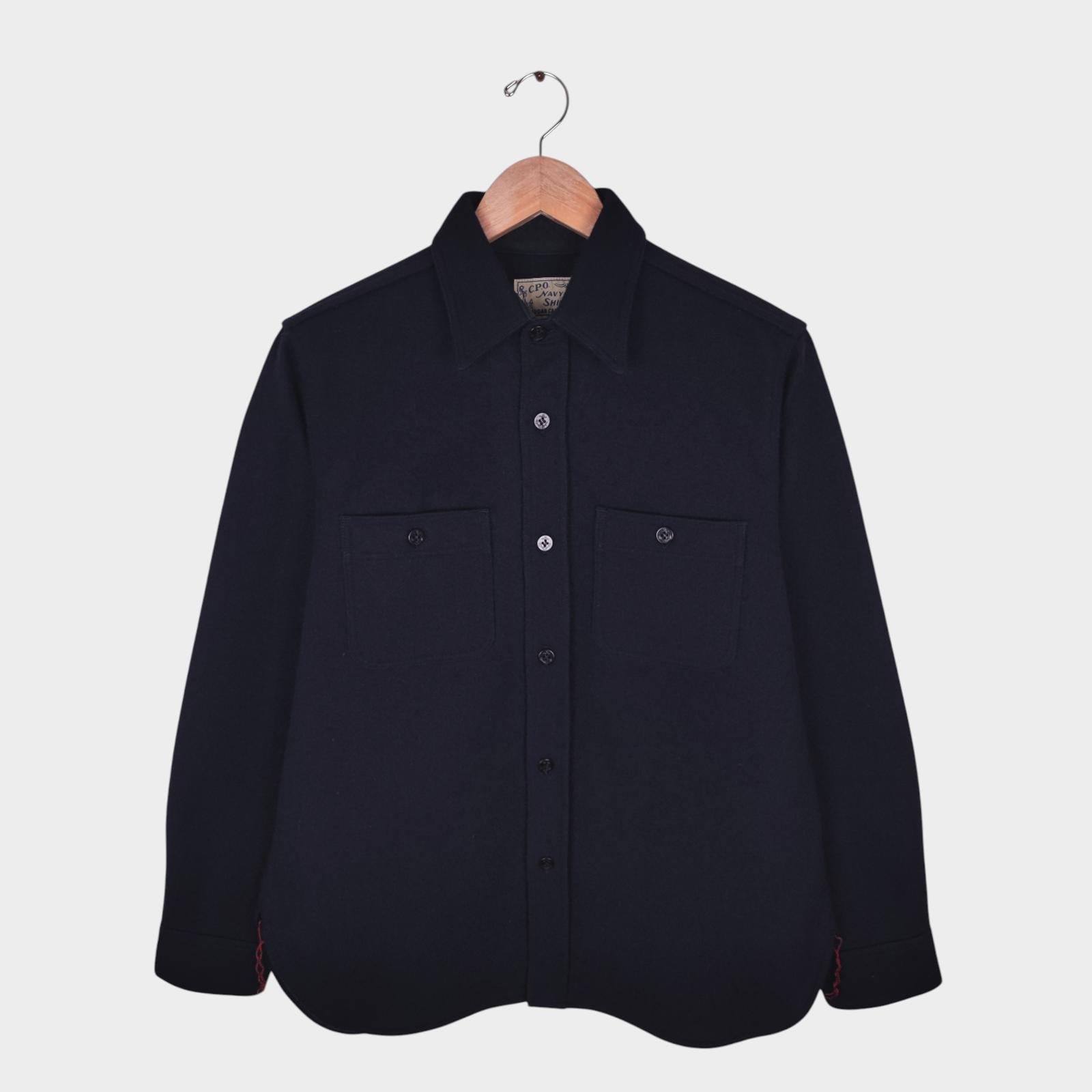 SUGAR CANE Men's Made in Japan Dark Navy Wool Blend CPO Overshirt