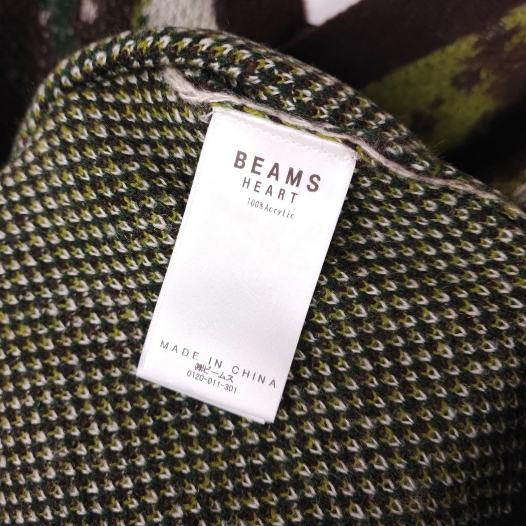 BEAMS HEART Men's Marble Jacquard Shaggy Grunge Cardigan