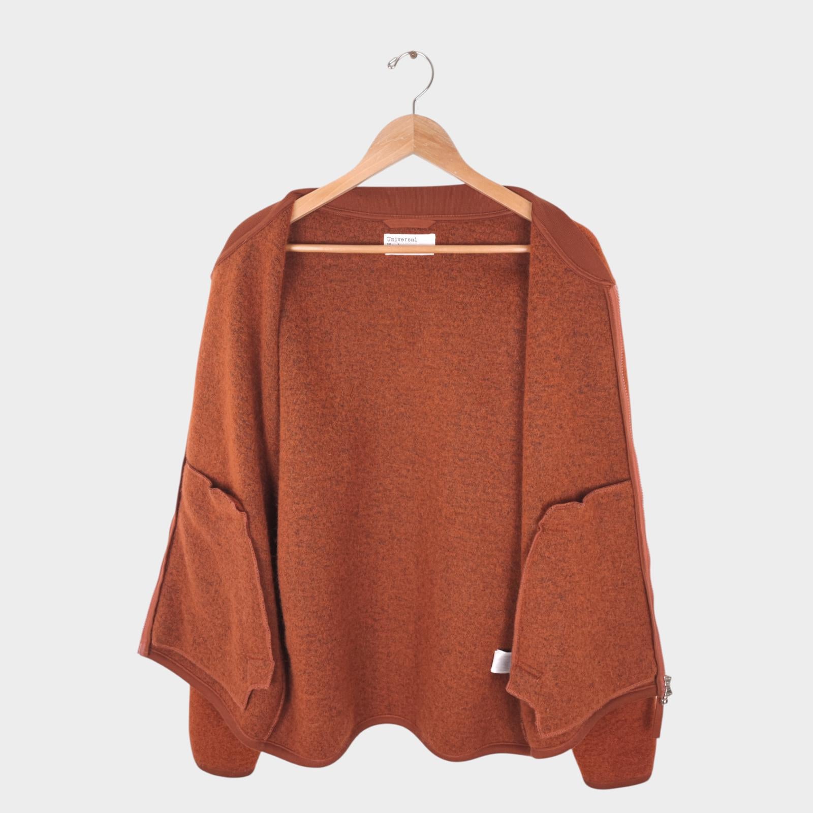 UNIVERSAL WORKS Men's Burnt Orange Wool Fleece Bomber Jacket