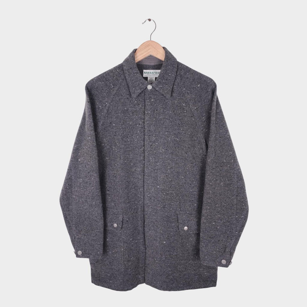 SASSAFRAS Men's Made in Japan Grey Wool Blend Fall Leaf Coat Jacket