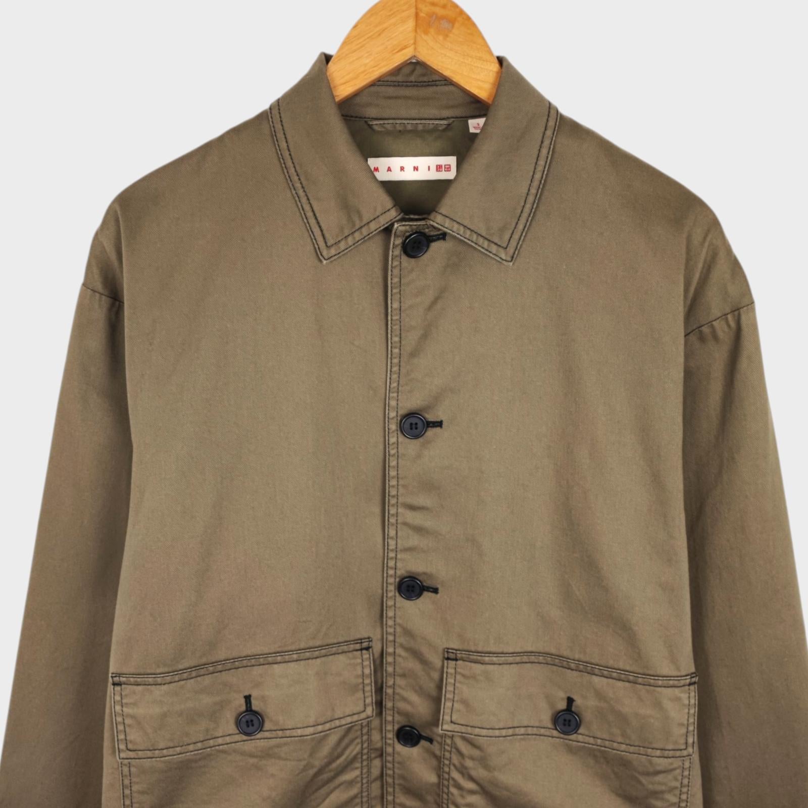 MARNI x UNIQLO Men's Khaki Green Cotton Twill Chore Jacket