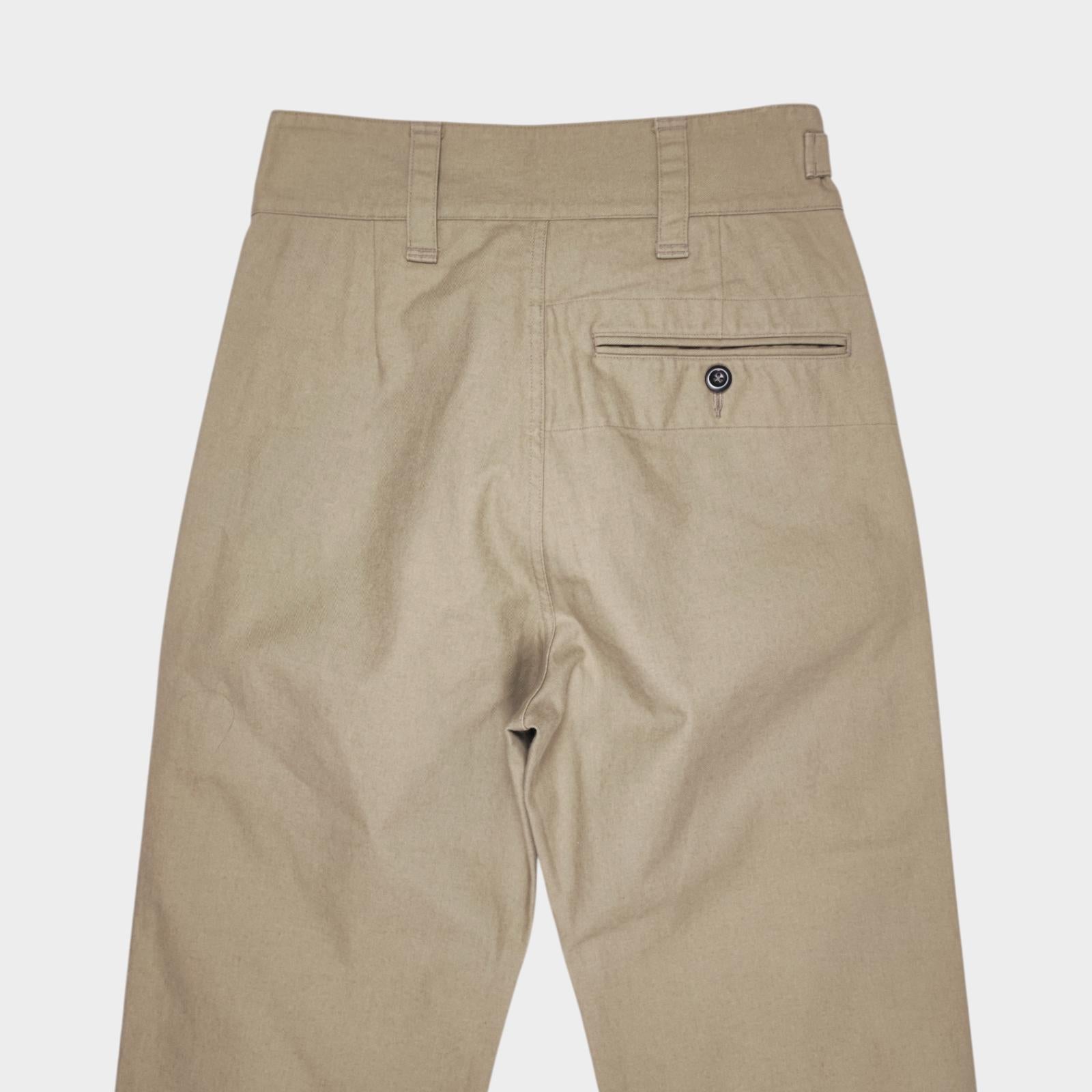 MHL MARGARET HOWELL Men's Beige Heavy Cotton Twill High Waist Pleated Trousers