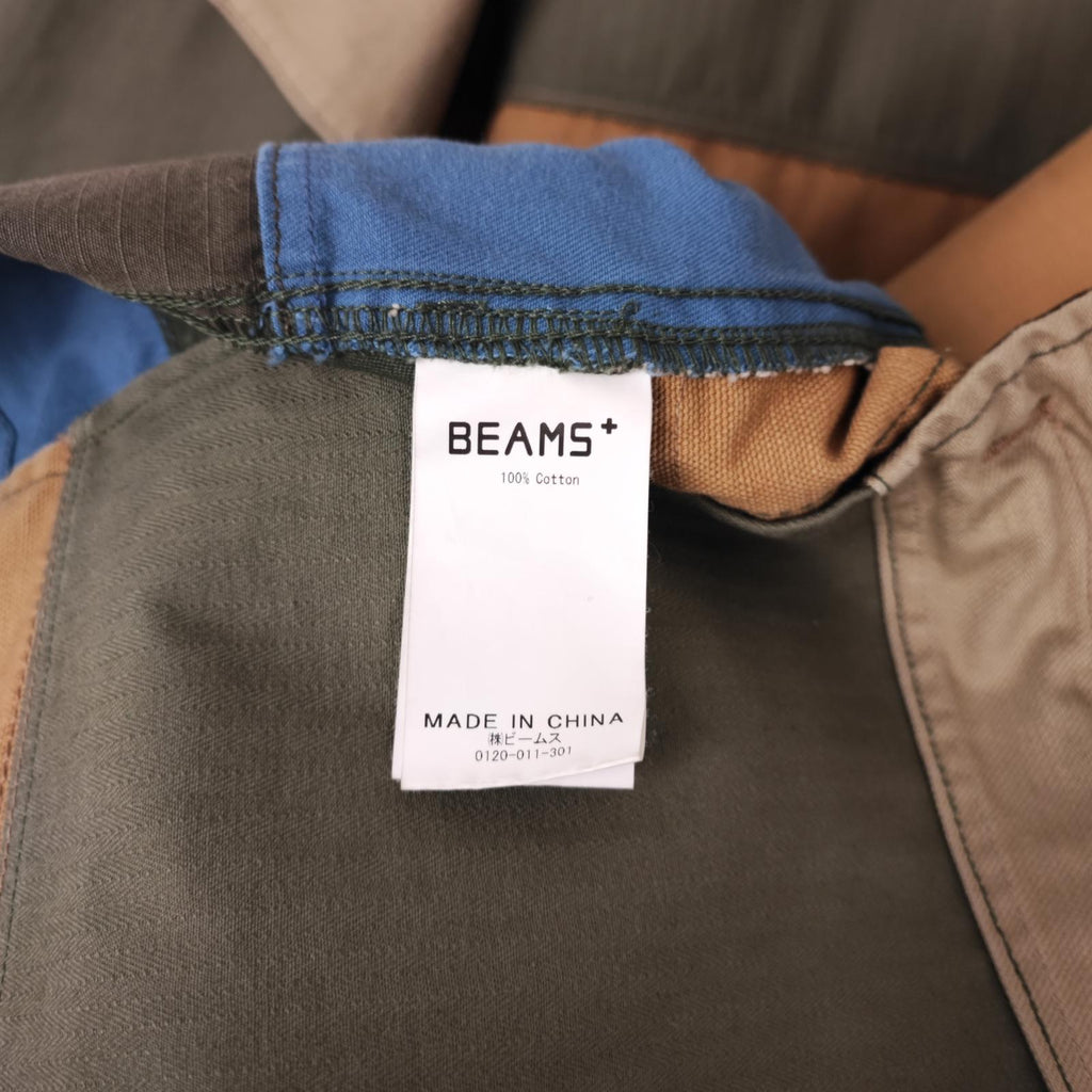 BEAMS PLUS Men's Relaxed Fit Multicoloured Patchwork Chore Jacket