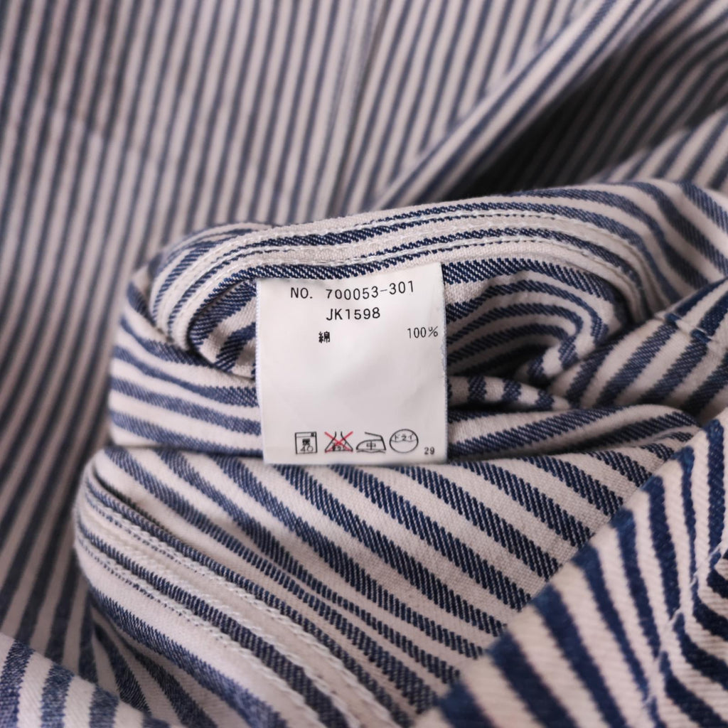 BLUE BLUE JAPAN Men's Made in Japan Hickory Stripe V-Neck Chore Jacket
