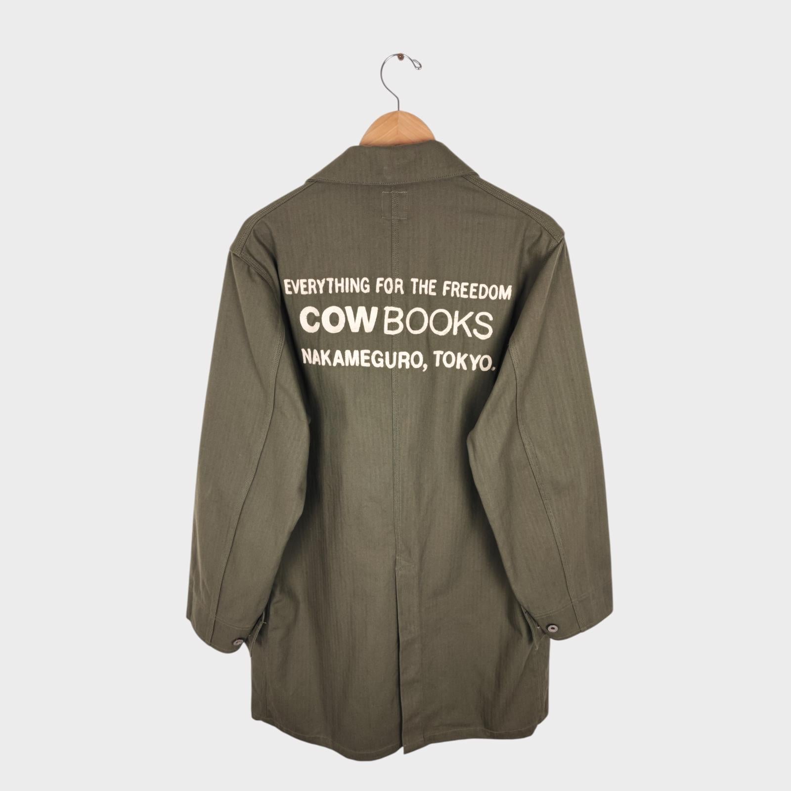 MOUNTAIN RESEARCH x COW BOOKS Men's Made in Japan Khaki Herringbone Cotton Coat