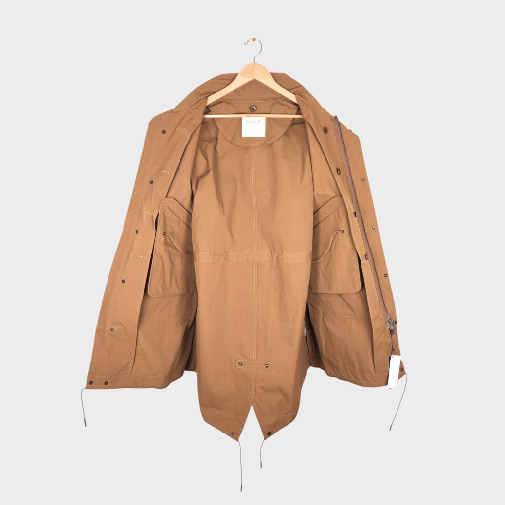 NORBIT BY HIROSHI NOZAWA Men's Coyote Beige Fishtail Wide Parka Coat Jacket - L