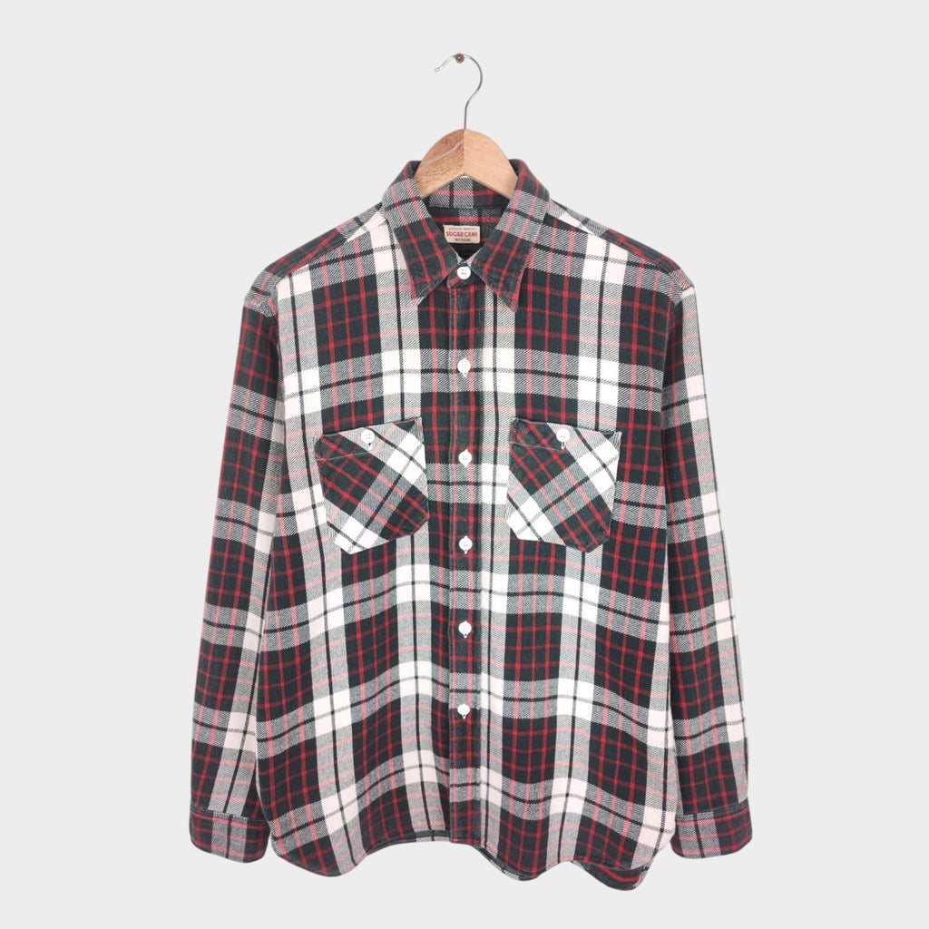 SUGAR CANE Men's Made in Japan Multicoloured Checked Soft Twill Work Shirt
