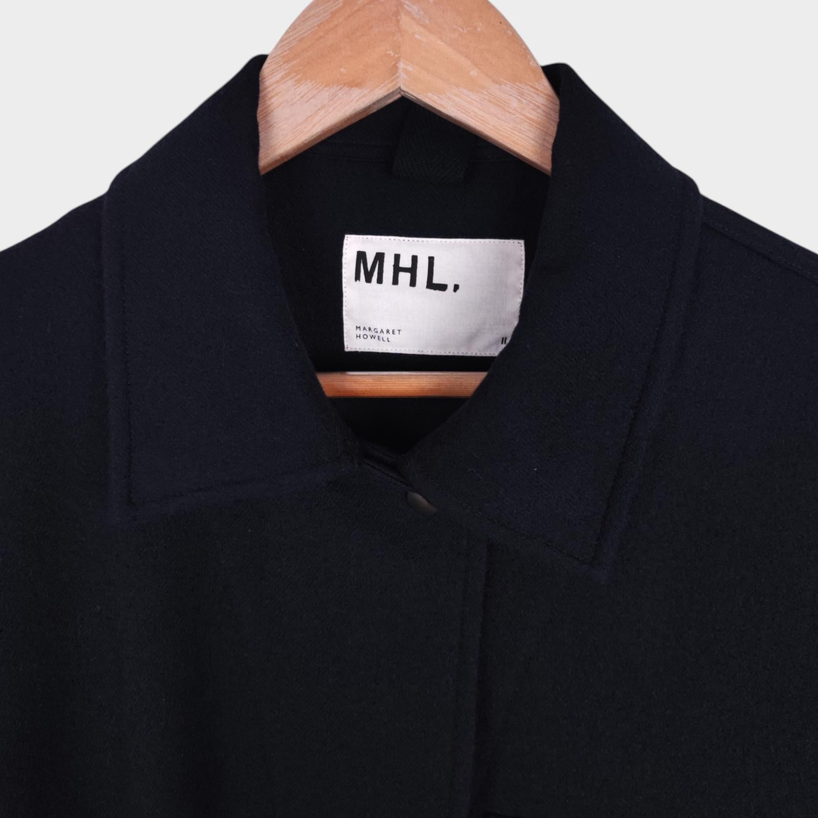 MHL MARGARET HOWELL Women's Navy Blue 100% Wool Relaxed Fit Jacket