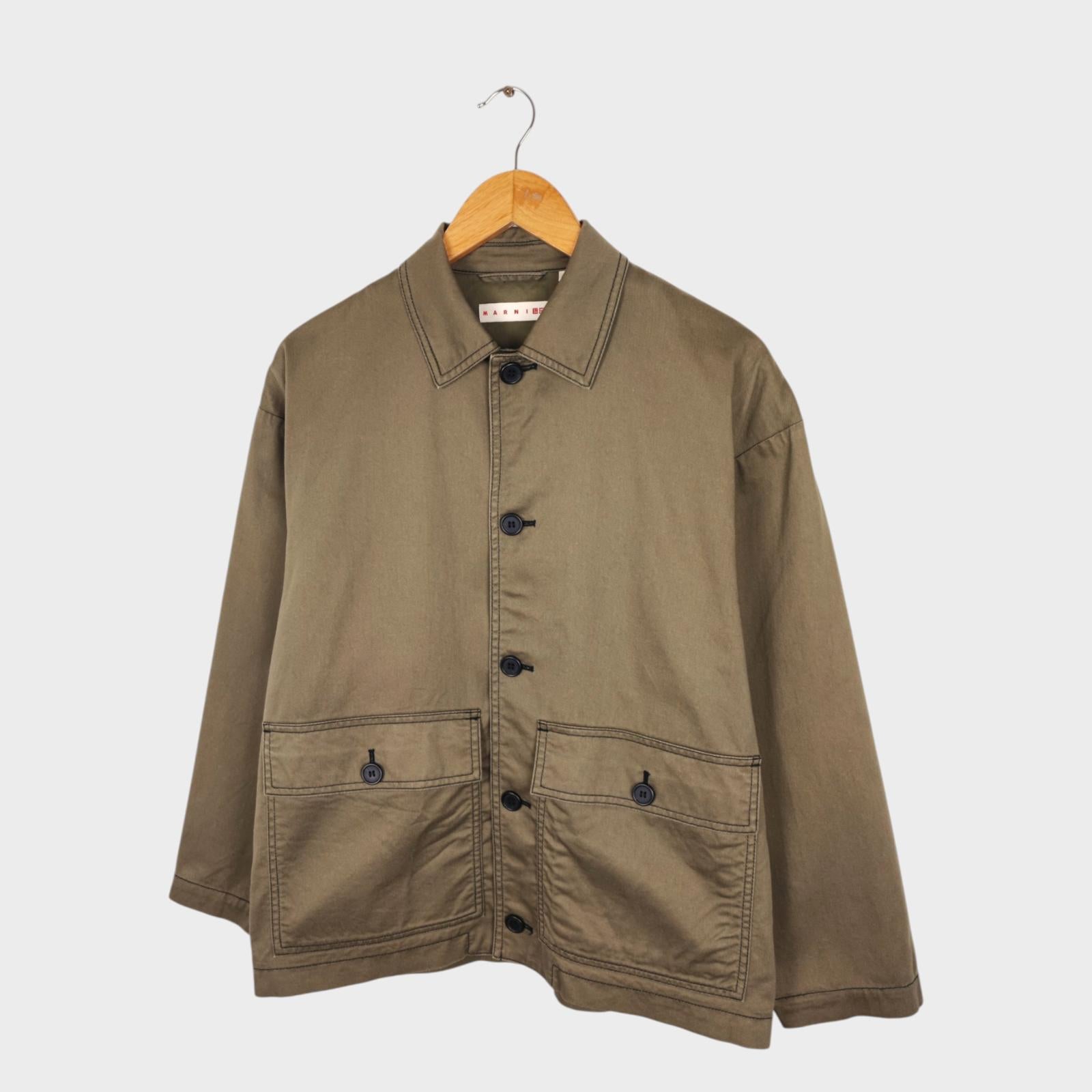 MARNI x UNIQLO Men's Khaki Green Cotton Twill Chore Jacket