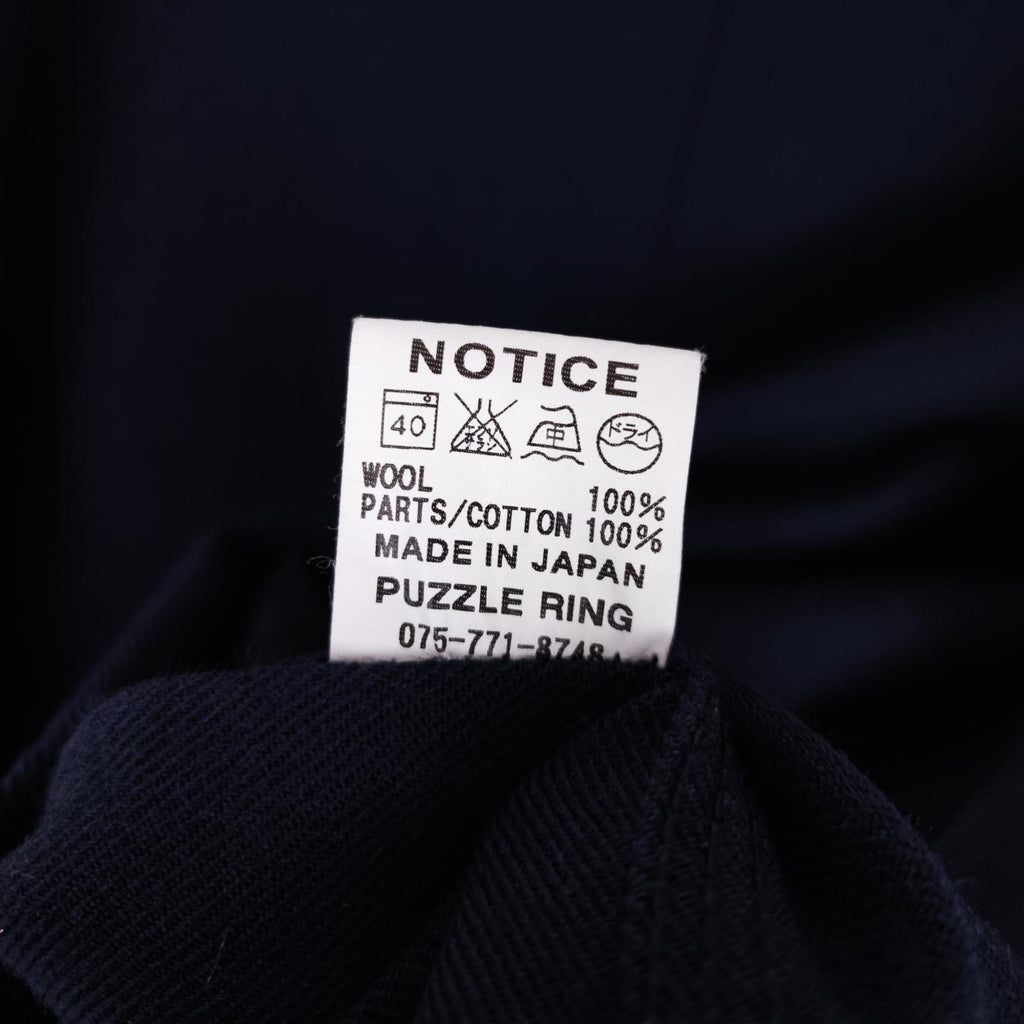 SASSAFRAS Men's Made in Japan Navy Blue 100% Wool Transplant Chore Jacket