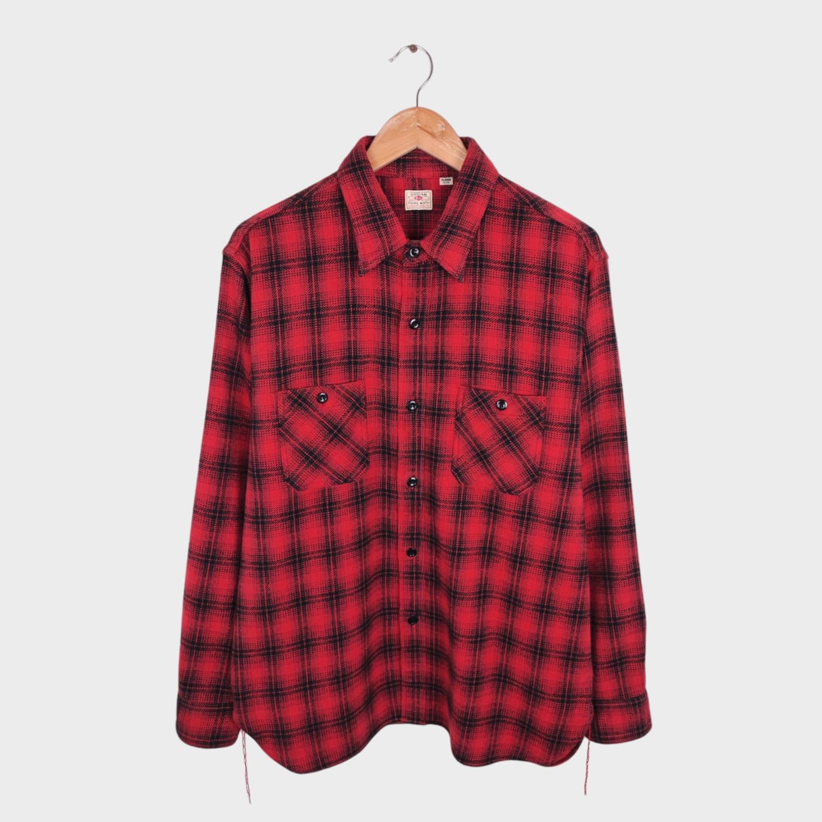 SUGAR CANE Men's Made in Japan Red Check Soft Flannel Work Shirt
