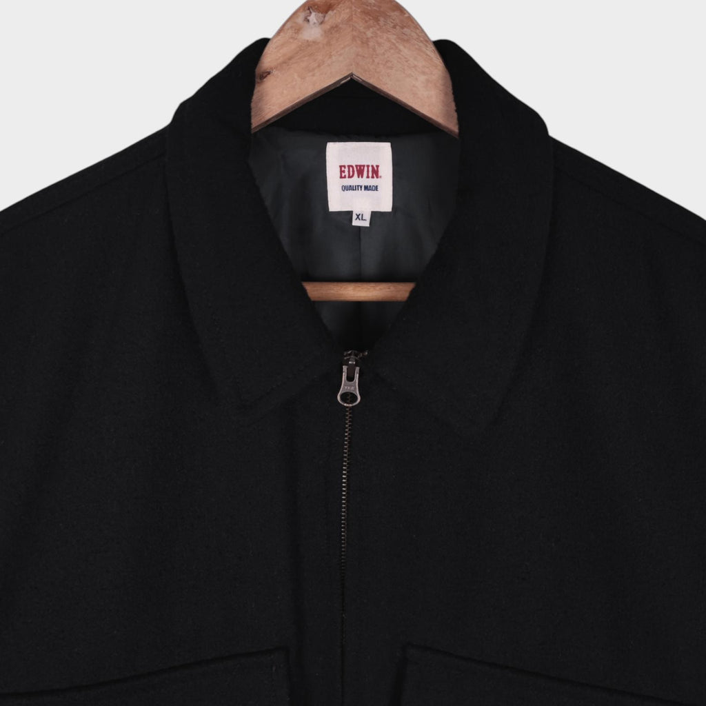 EDWIN Japan Men's Black Wool Blend Relaxed Fit Blouson Jacket