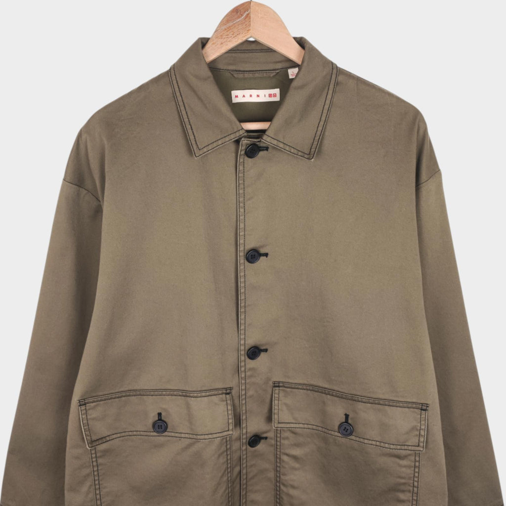 MARNI x UNIQLO Men's Khaki Green Cotton Twill Chore Jacket