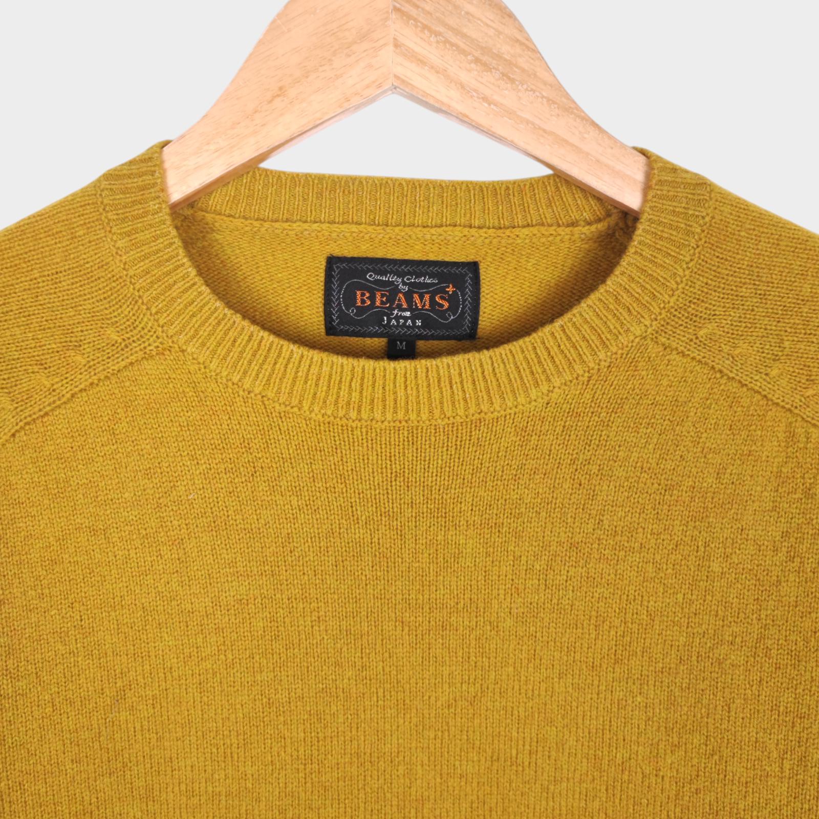 BEAMS PLUS Men's Yellow 100% Wool Jumper