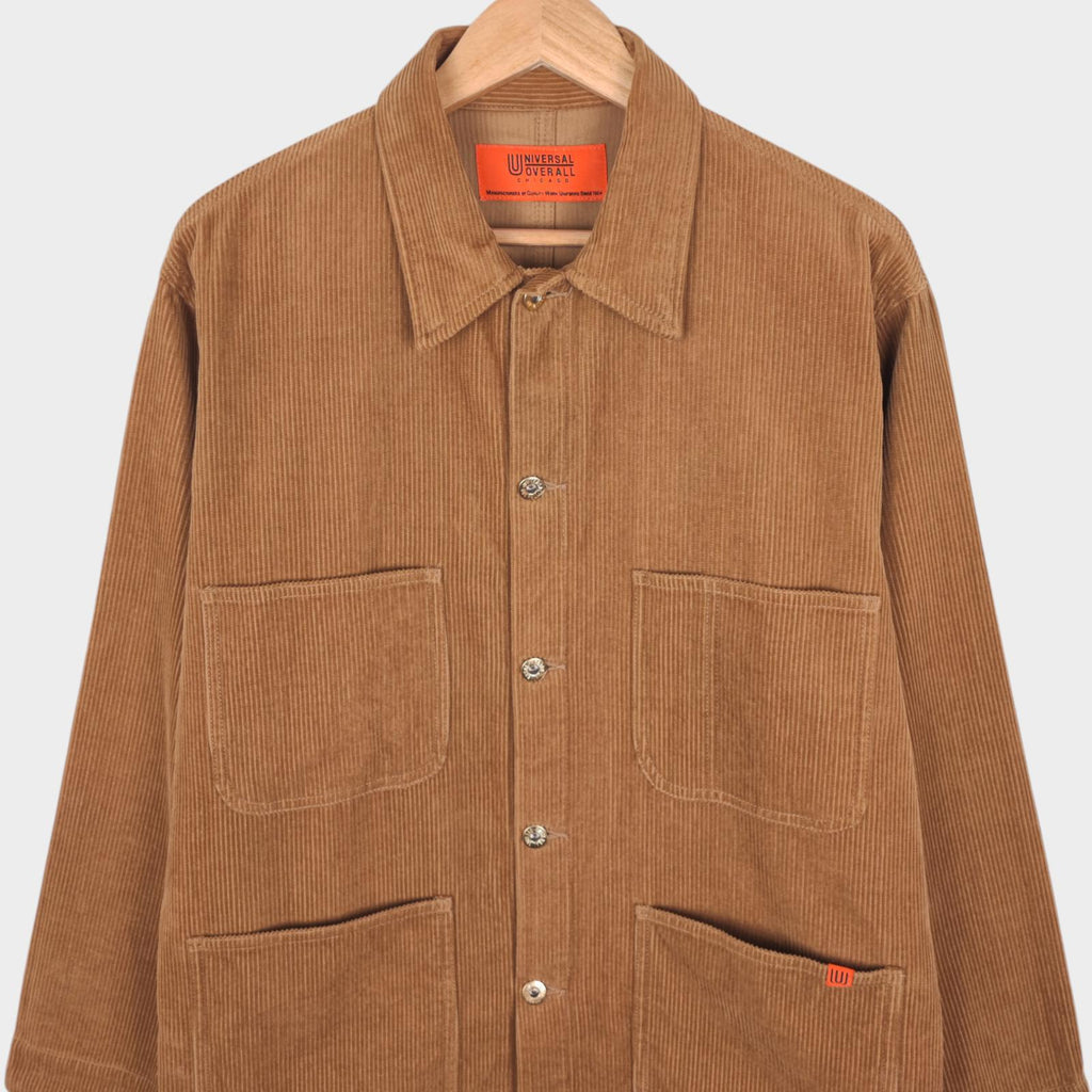 UNIVERSAL OVERALL Men's Brown Corduroy Cotton Chore Jacket