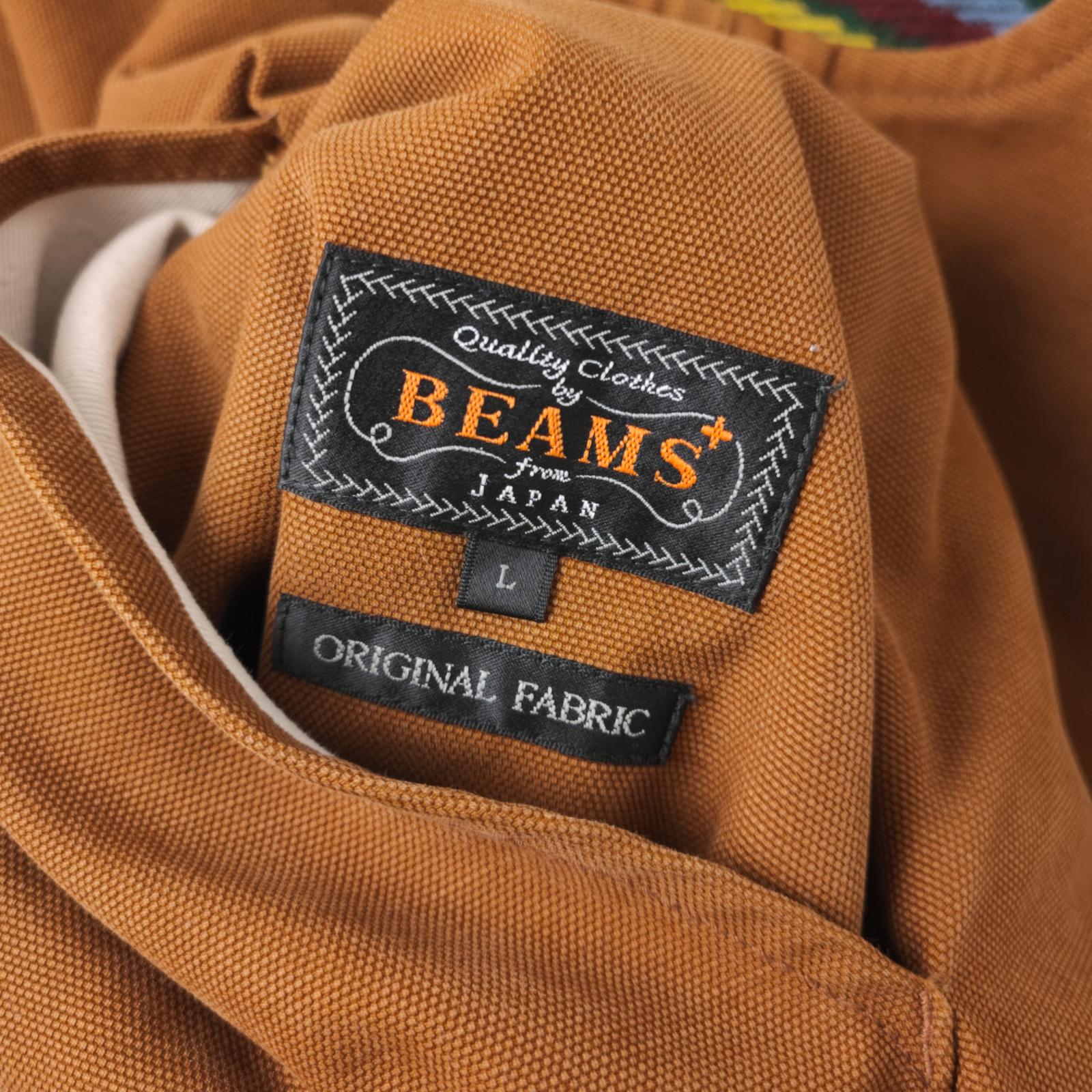 BEAMS PLUS Men's Reversible Duck Cotton/Wool Blend Work Zip Vest Gilet