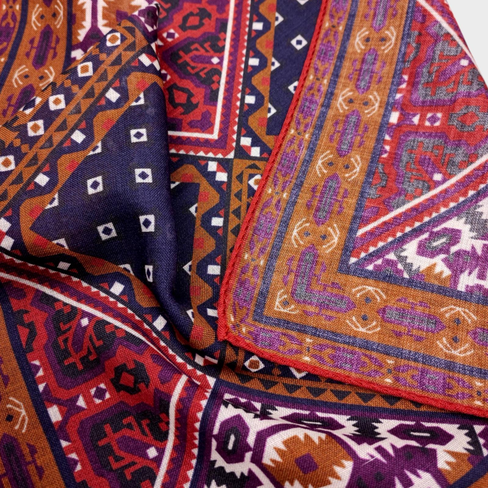 DRAKE'S Wool/Silk Made in Italy Geometric Print Pocket Square