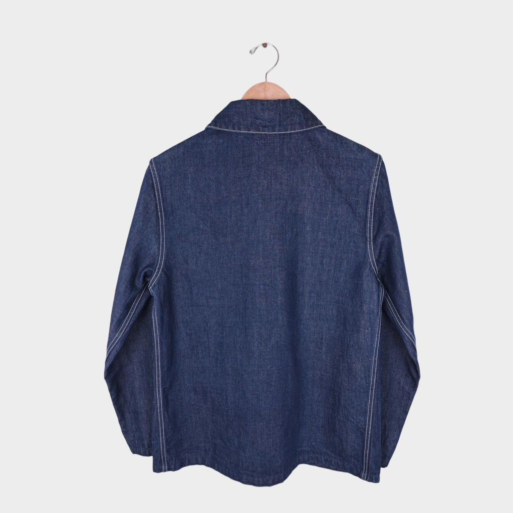 BLUE BLUE JAPAN Men's Made in Japan Blue Denim Shawl Collar Cotton Chore Jacket