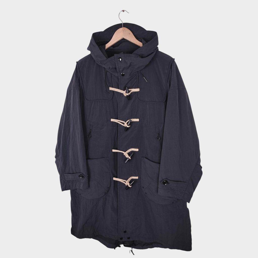 NORBIT BY HIROSHI NOZAWA Men's Grey Water Repellent Nylon Duffle Mod Coat Jacket