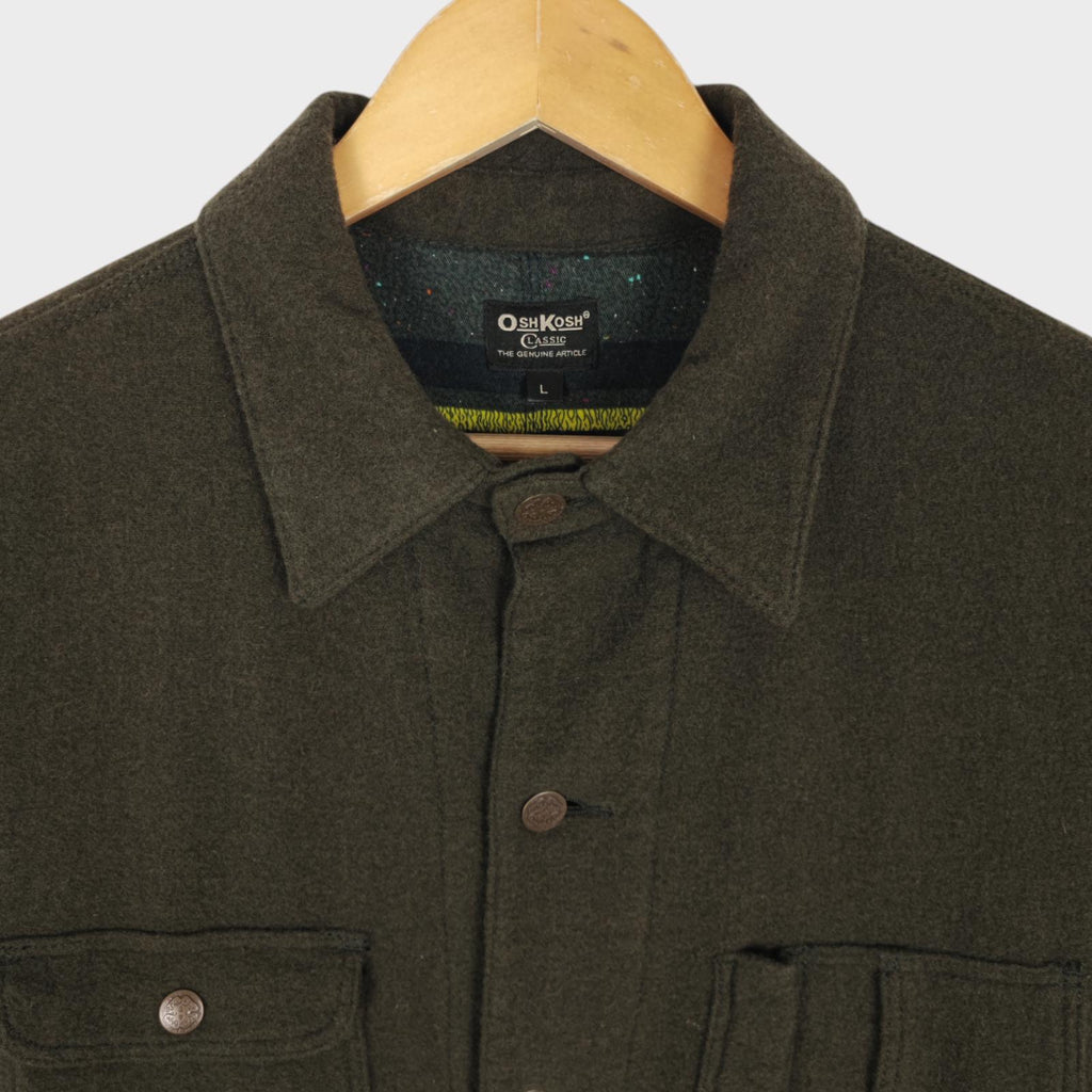 OSHKOSH Men's Vintage Green Wool Blend Chore Jacket