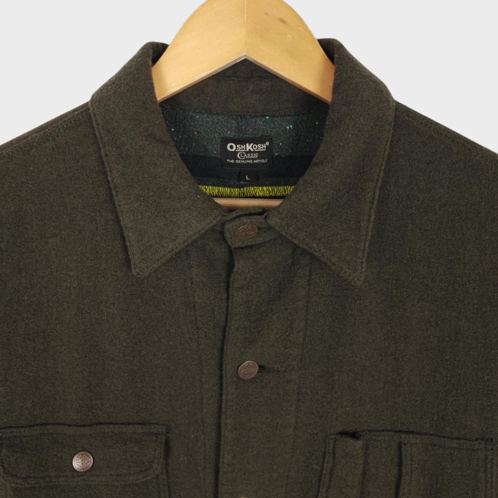 OSHKOSH Men's Vintage Green Wool Blend Chore Jacket