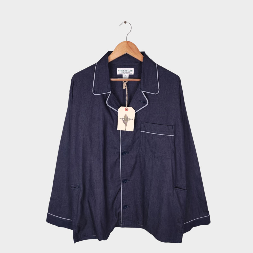 SASSAFRAS Men's Made in Japan Navy Blue Gardening At Night Overshirt