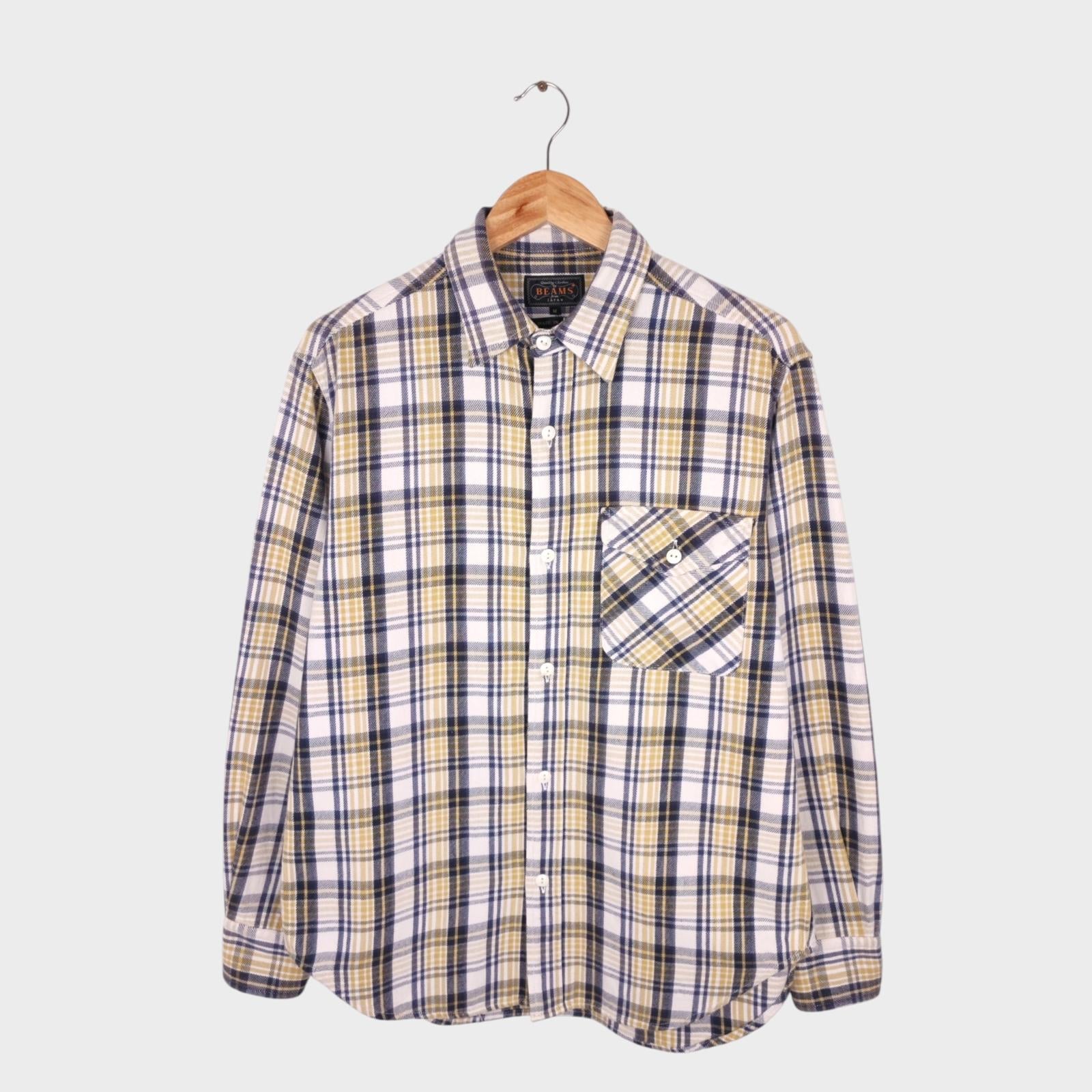 BEAMS PLUS Men's Made in Japan Multicoloured Soft Twill Work Shirt