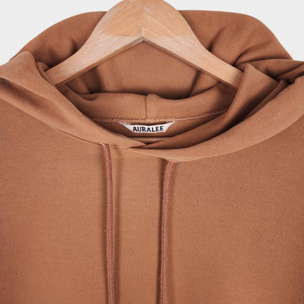 AURALEE Men's Made in Japan Relaxed Fit Beige 100% Cotton Hoodie