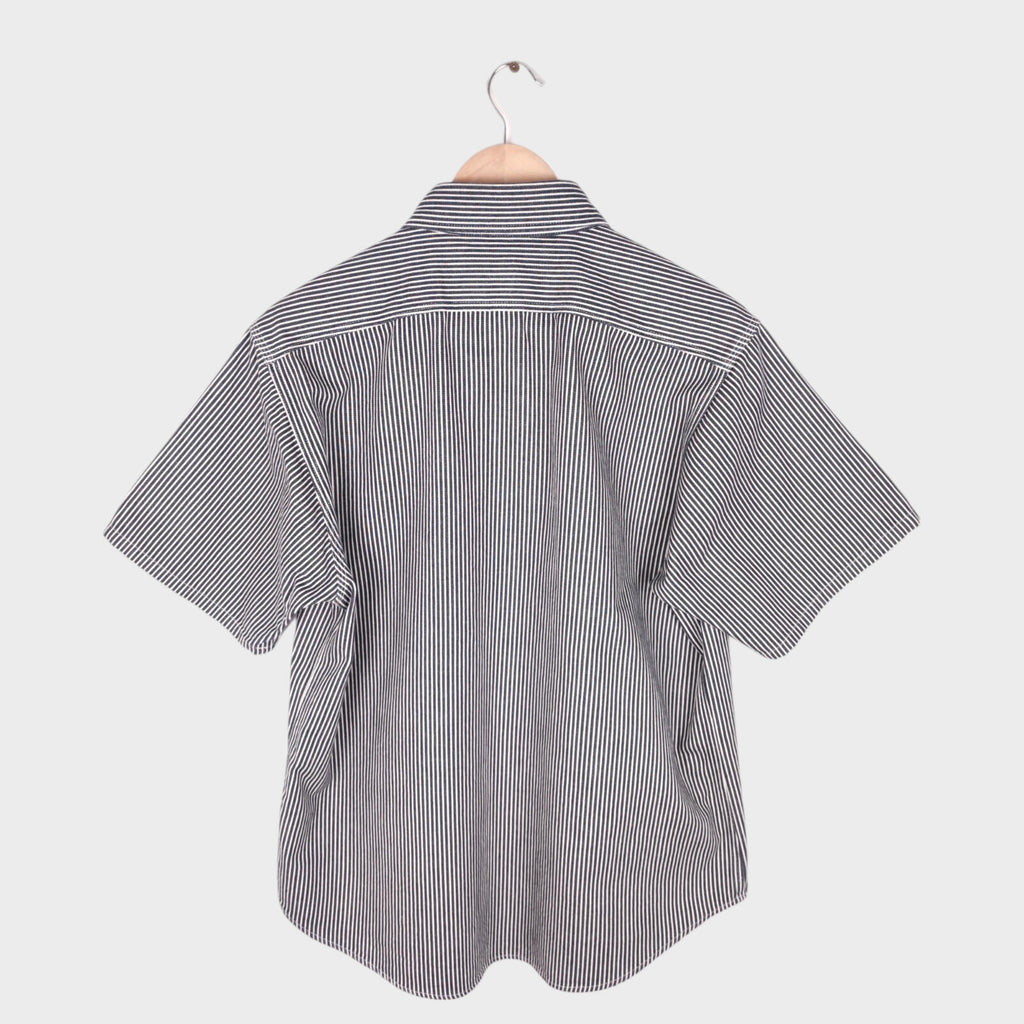SUGAR CANE Men's Made in Japan Hickory Stripe Short Sleeved Shirt