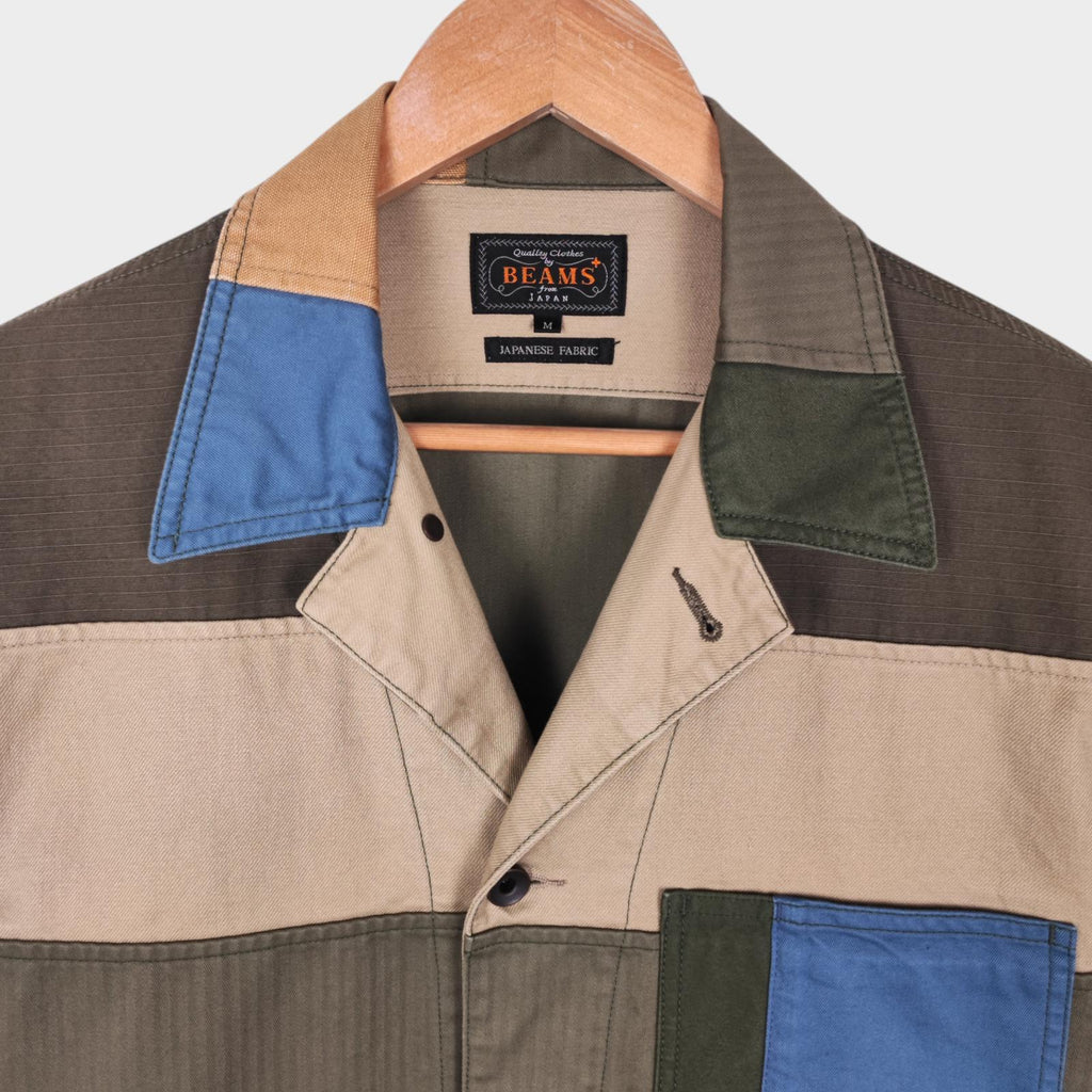 BEAMS PLUS Men's Relaxed Fit Multicoloured Patchwork Chore Jacket